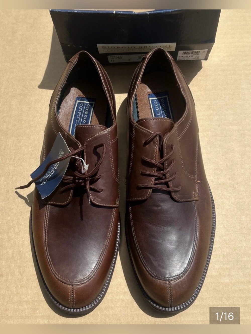 Giorgio Brutini Seahorse 121762 Brown Leather Oxford Shoes Mens 12D NWT As-Is